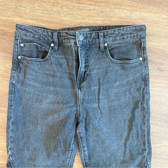 Liverpool Black Flare Wide‎ Leg Jeans with Distressed Hem - Picture 3 of 5